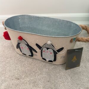 Penguin Storage Basket - Cream and Gray